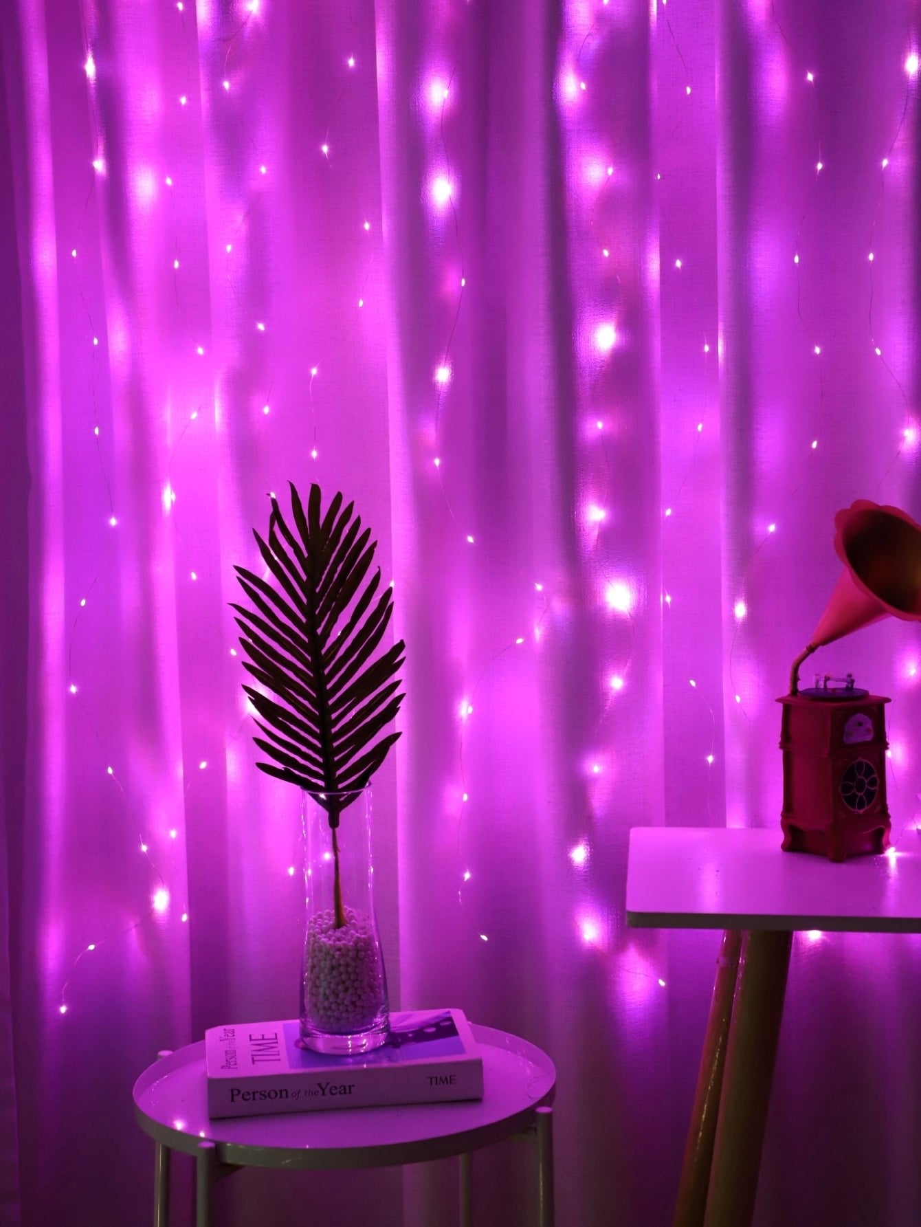 1pc, 200 LED Curtain Lights 199.95cm, Hanging Window Lights, Fairy Lights, Bedroom Decor, Indoor Decor, Christmas Holiday Party Supplies, Party Decor, Festival Decor Not Include Batteries, Halloween