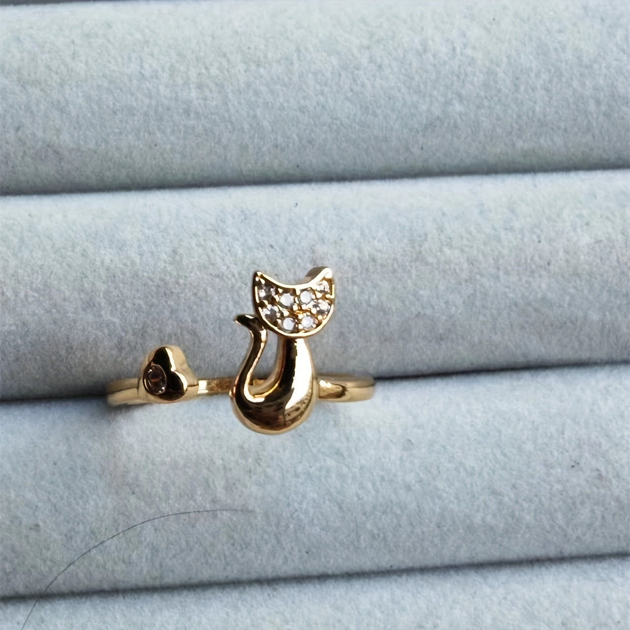 Cute Cat Kitten Open Ring Plated Jewelry For Women Girls Teen