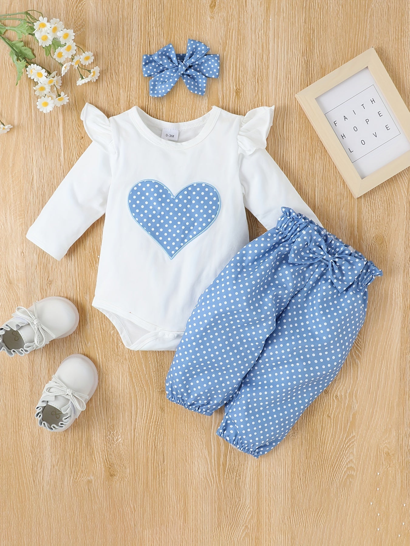 2pcs Baby Girl's Stylish Set, "Isn't She Lovely" Print Long Sleeve Onesie + Polka Dot Pants, Comfy Trendy Outfit Outdoor Clothing