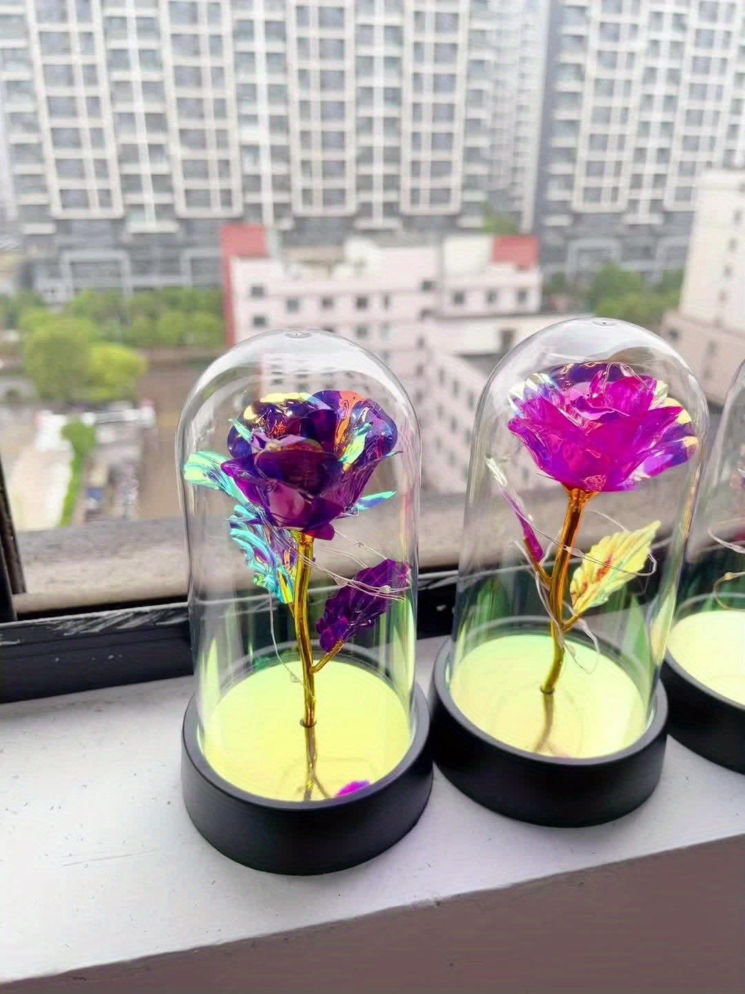 One Piece of Contemporary LED Rose Flower Night Lamp Featuring a Plastic Cover, Powered by Batteries, Ideal for Tabletop Decoration in Bedrooms And Homes. This Rose Lamp Is Perfect for Occasions Like Valentine'S Day, Mother'S