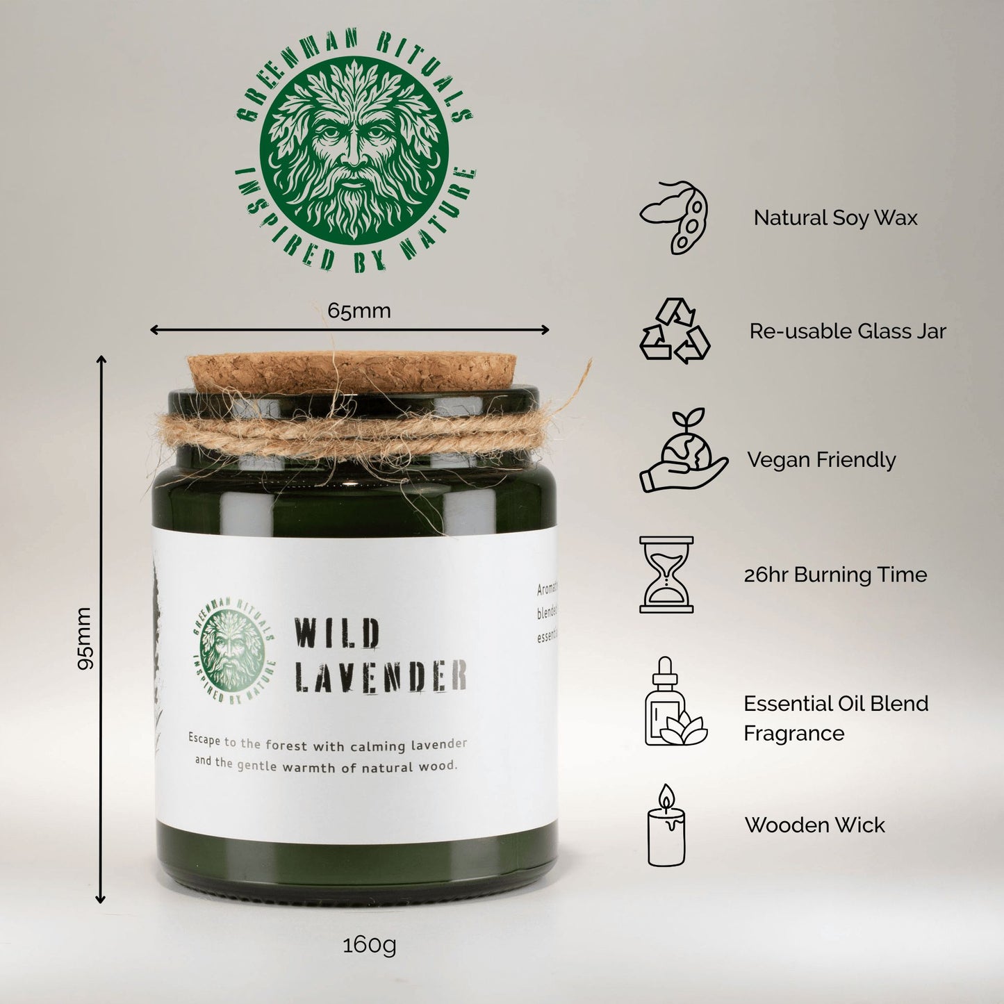 Greenman Woodwick Soy Candle - Leaves & Linen