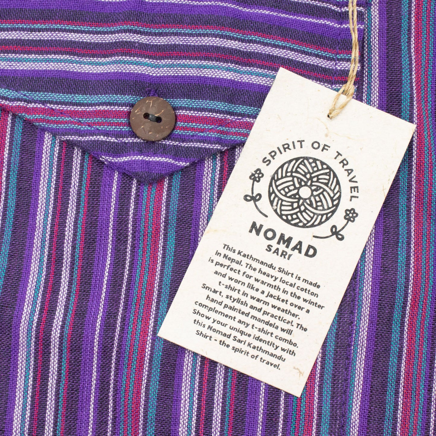 Nomad Sari Grandad Shirt - Black Purple - Large