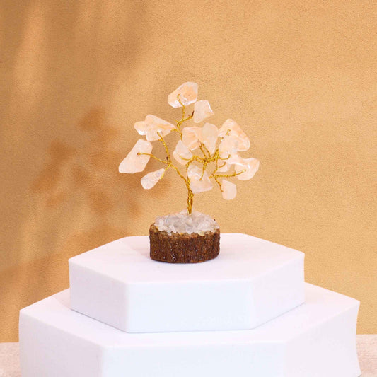 Mini Gemstone Tree On Wood Base - Rock Quartz (15 stones)