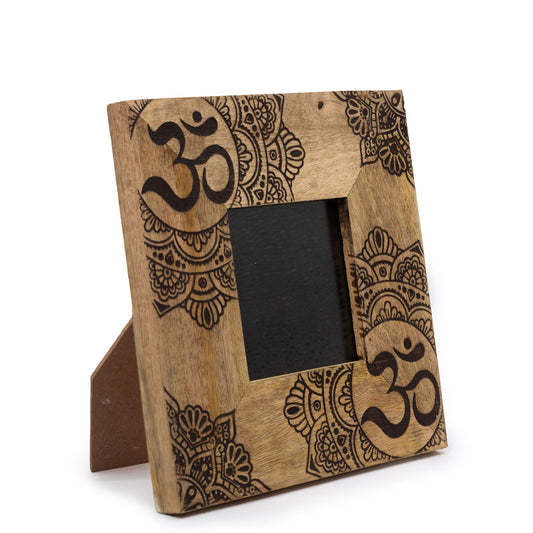 Small Mango Wood Picture Framel (for 10x10cm) 20x20x2cm - Mandala - Black