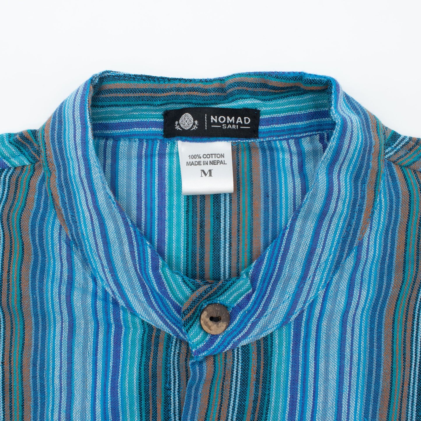 Nomad Sari Grandad Shirt - Turquoise - Large