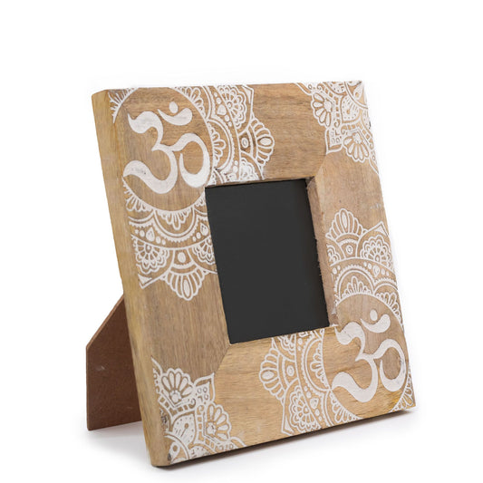 Small Mango Wood Picture Framel (for 10x10cm) 20x20x2cm - Mandala - White
