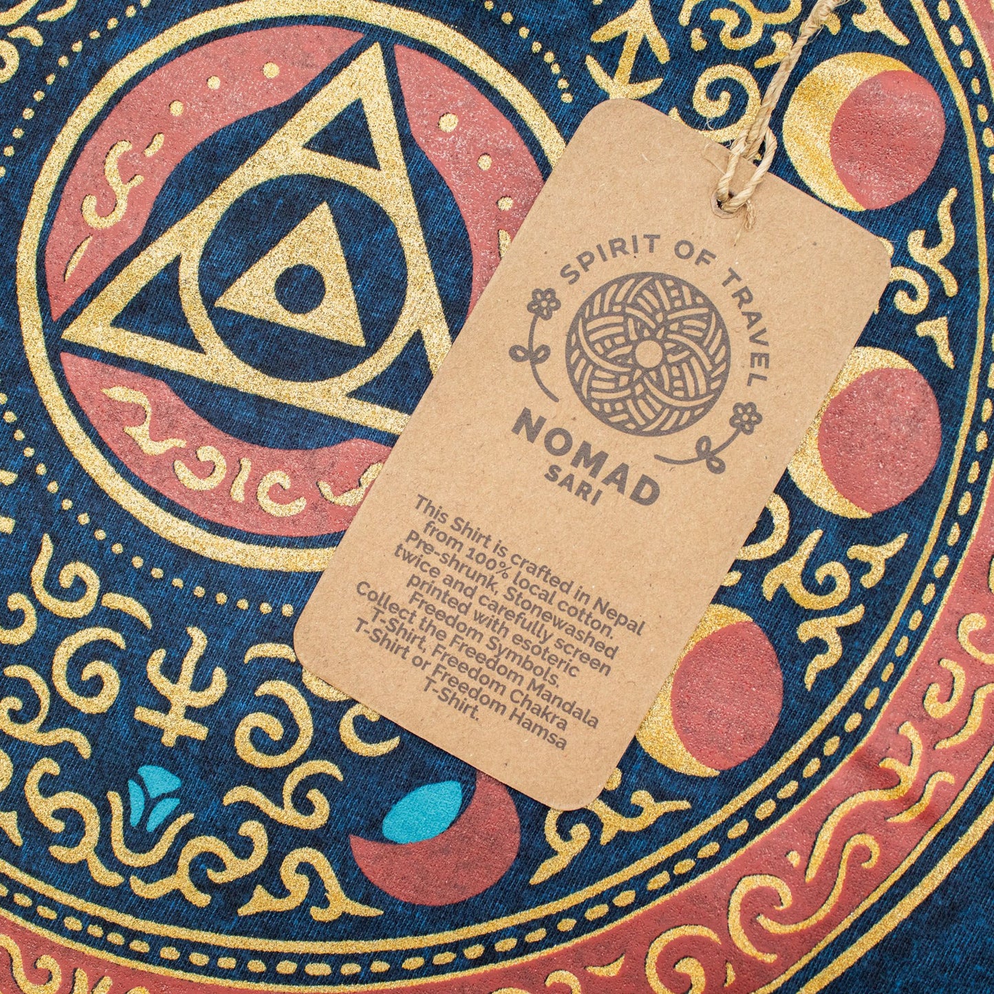 Nomad Sari Stonewashed Cotton T-Shirt - Stay Wild Moon Child - Blue - Medium