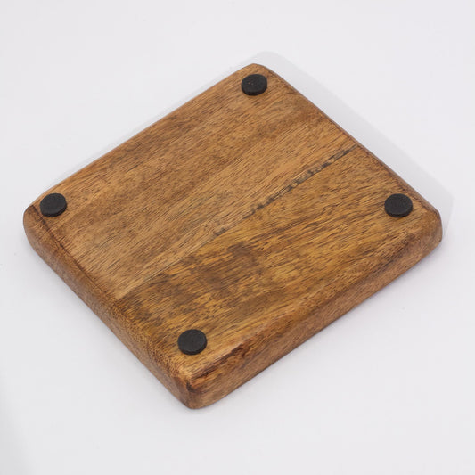 Big Square Trinket Tray 15x15x2.5cm - Mushroom Design Maroon