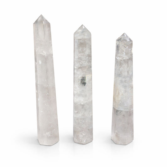 Gemstone Six Face Obelisk Poins approx 17cm - Rock Crystal