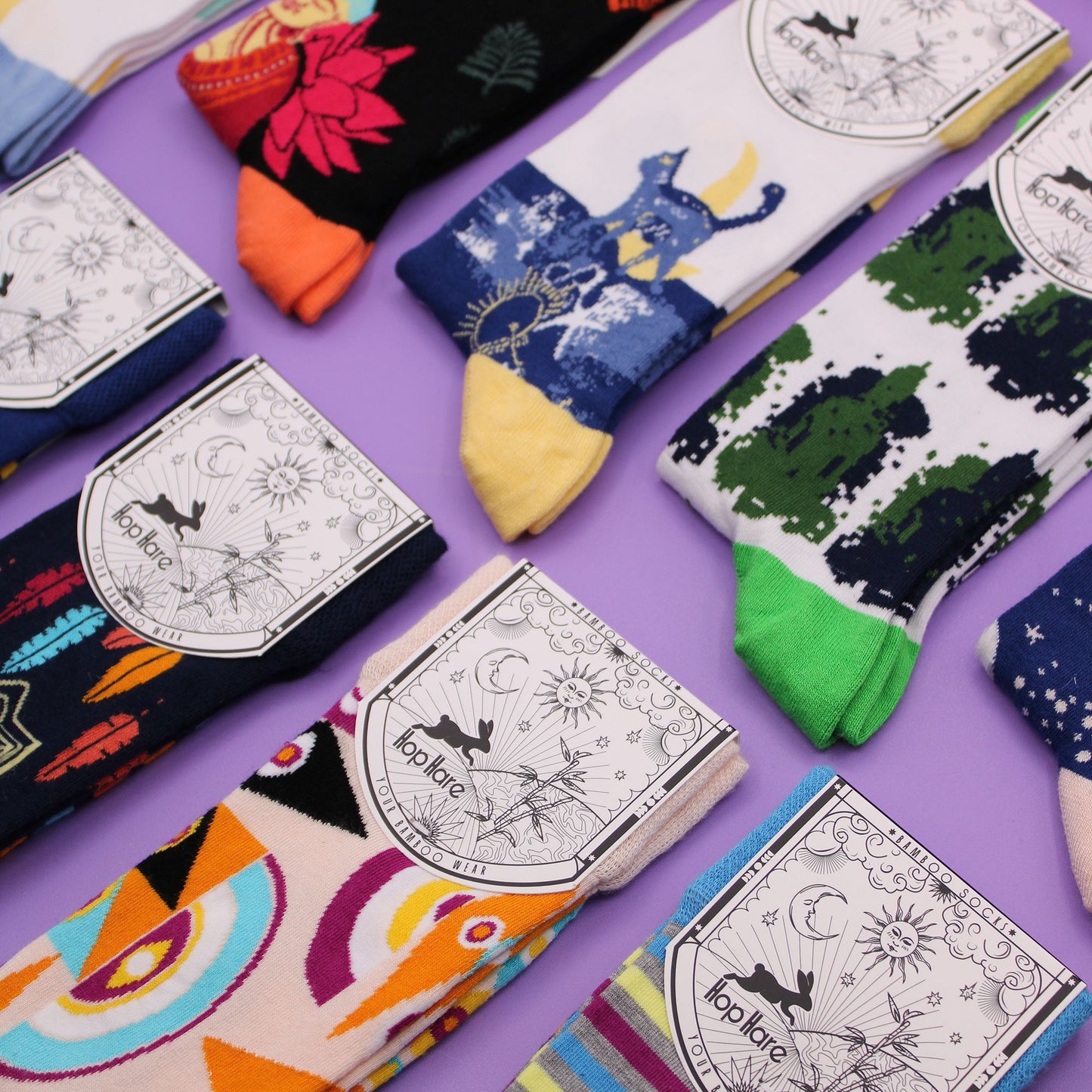 Hop Hare Bamboo Socks S/M - Pink Buddha & Lotus 