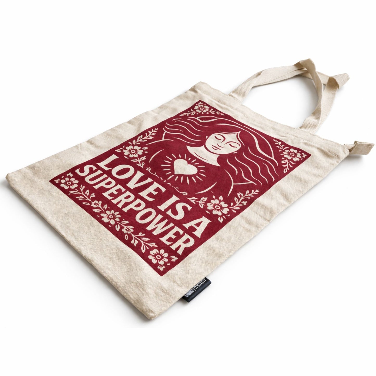 Nomad Sari Iconic Toni Tote Bag - Love is a Super Power - Natural 10oz