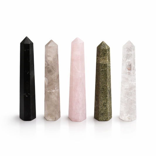 Gemstone Six Face Obelisk Point approx 11cm  - Epidote
