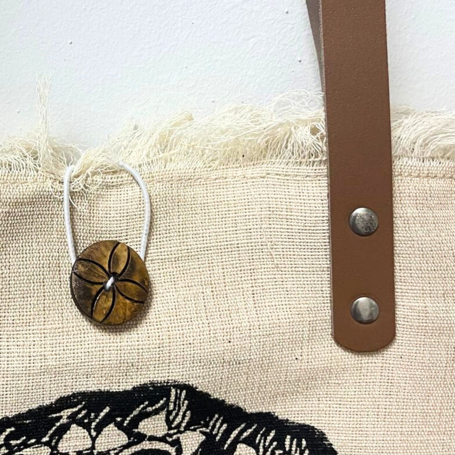 Natural Tote Bag Leather Handle - Mandela