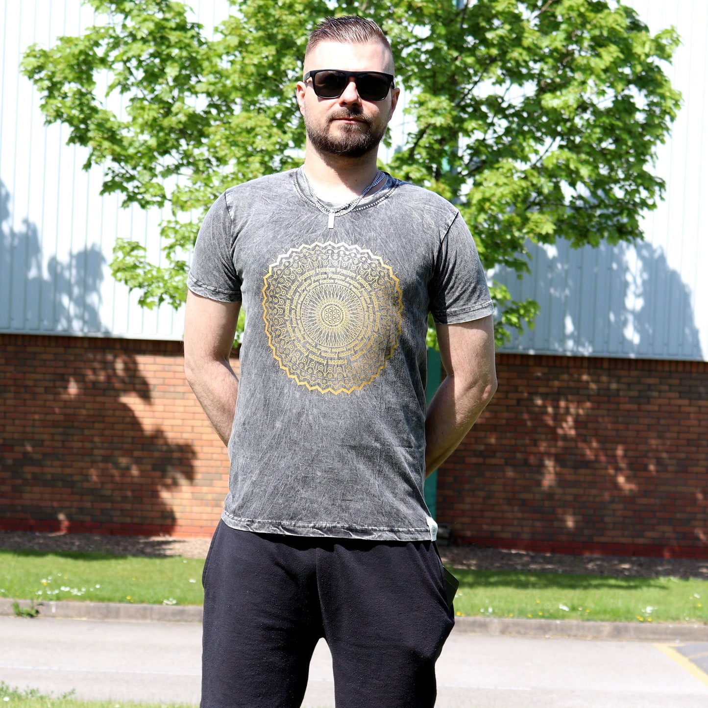 Small Stone Washed T-Shirt - Mandala - Dark Grey
