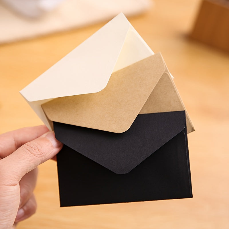 50pcs Kraft Paper Vintage Square Mini Envelopes, Self-Sealing Greeting Card Holders for Thanksgiving & Everyday Use