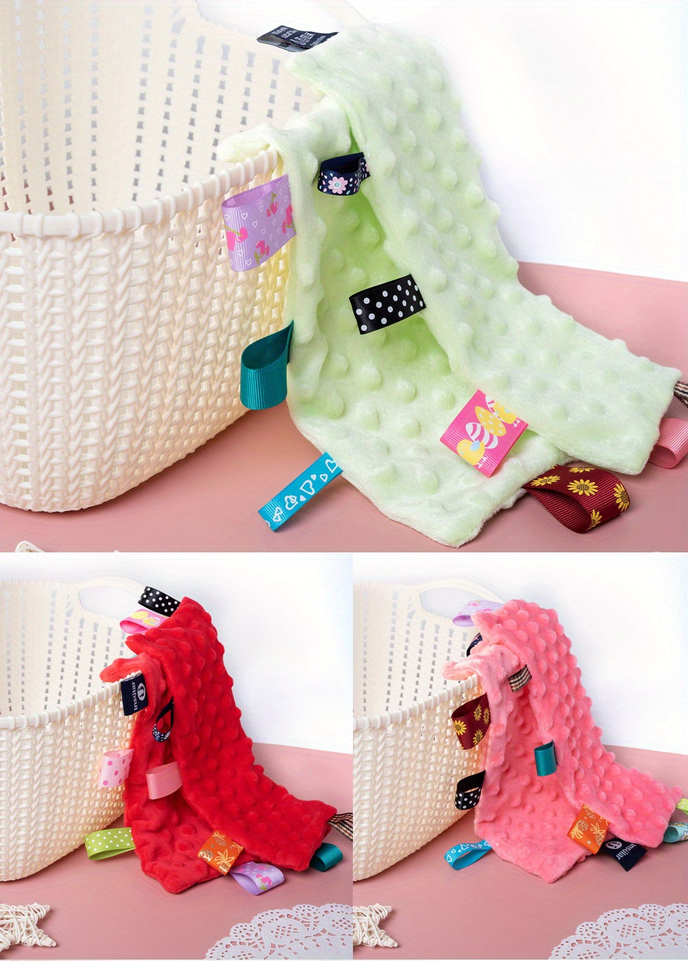 0-1 Year Olds Soft Knit Hat & Bib Set - Square, Comfortable Polyester with Floral & Plaid Patterns, Ideal for Birthdays or Holidays, Hand Wash Only, Toddler Clothing|Floral Bib Set|Soft Texture