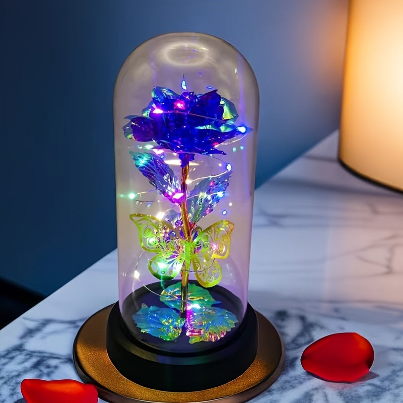 1pc Exquisite Hollow Butterfly LED Rose Cover - Illuminated, Decorative, and Romantic Gift for Valentines Day, Mothers Day, Wedding, Back-to-School, Holiday, Party, Mom, and Scene Layout Occasions