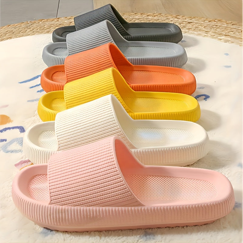 Women'S Solid Color EVA Slippers, Open Toe Slip-On Sandals with Strappy Back, Flat Heel Indoor Home Slippers, Ultra-Soft Comfort Footwear