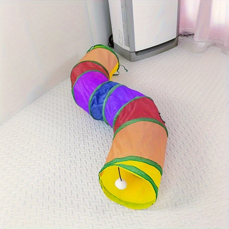 Foldable Cat Tunnel With Ball - Interactive Kitten Toy For Endless Fun