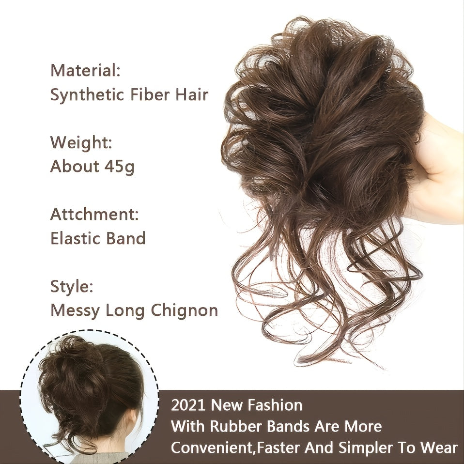Add Volume And Style with Synthetic Messy Curly Hair Bun Chignon Scrunchy Hair Band! Hair Halloween Christmas