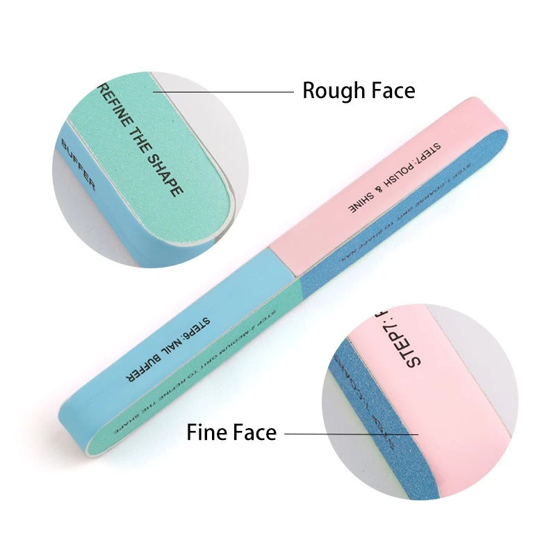 High Quality Multi-Sided Nail File Set with Polished Sponge and Sand Bars for Nail Art and Polish