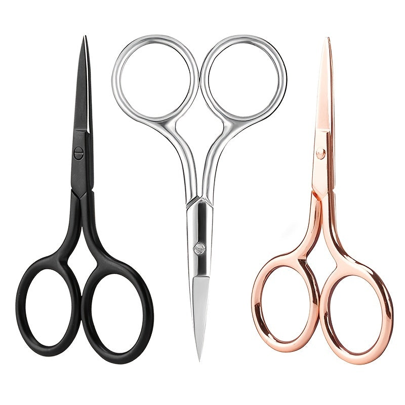 Stainless Steel Pointed Tip Scissors - A Pair Of Black Fish Line With Rose Golden Handles - Ideal For Trimming Eyebrows, Eyelashes, Embroidery, And Various Beauty Tasks