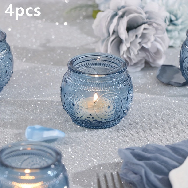 Glass Tea Light Candle Holders, Polished Finish, Flower Theme, Tabletop Mount, Versatile for Wedding, Shower, Party Decoration, Ideal for Christmas, Halloween, Easter, Thanksgiving, Valentine'S Day