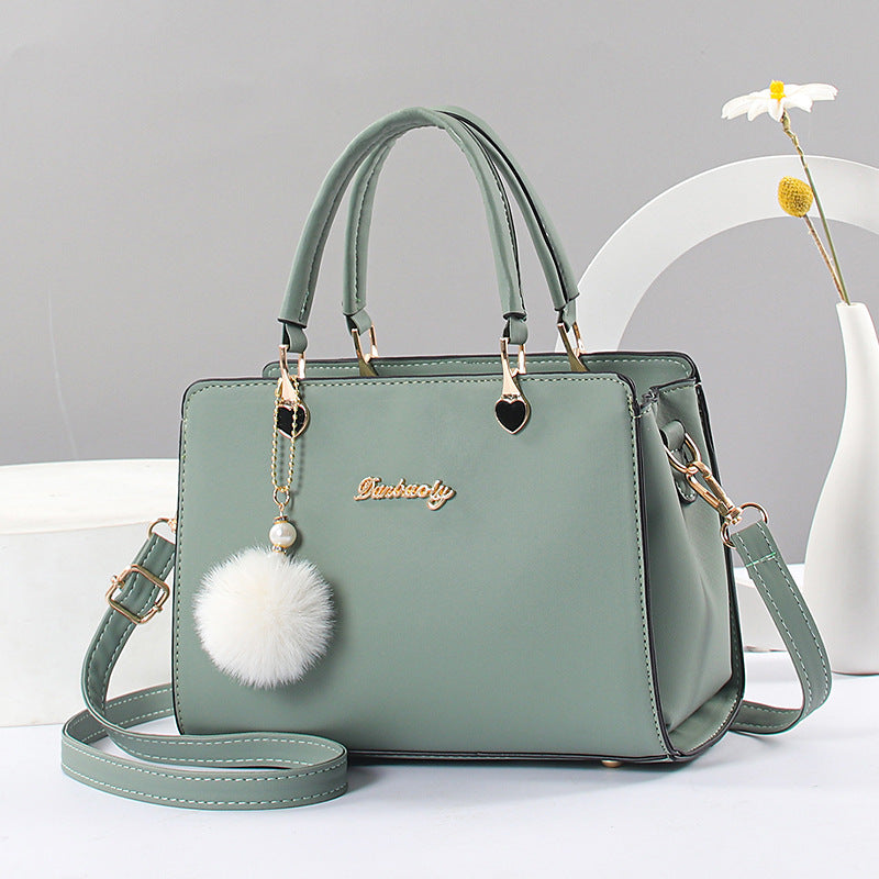 [Faux Leather Shoulder Handbag] Elegant Faux Leather Handbag - Lightweight Solid Color Shoulder Bag with Tassel Embellishment, Adjustable Strap, Zipper Closure, Polyester Lined, Edge Paint Detail - Available in Multiple Color