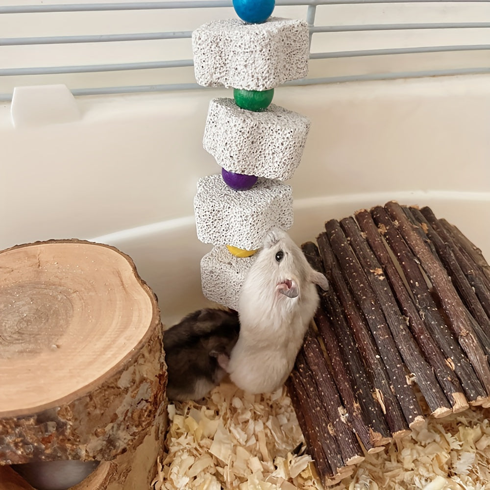 Engaging Flower-Shaped Parrot Toy with Bell: Cage-Friendly, Beak Grinding Mineral Stone for Healthy & Entertained Birds