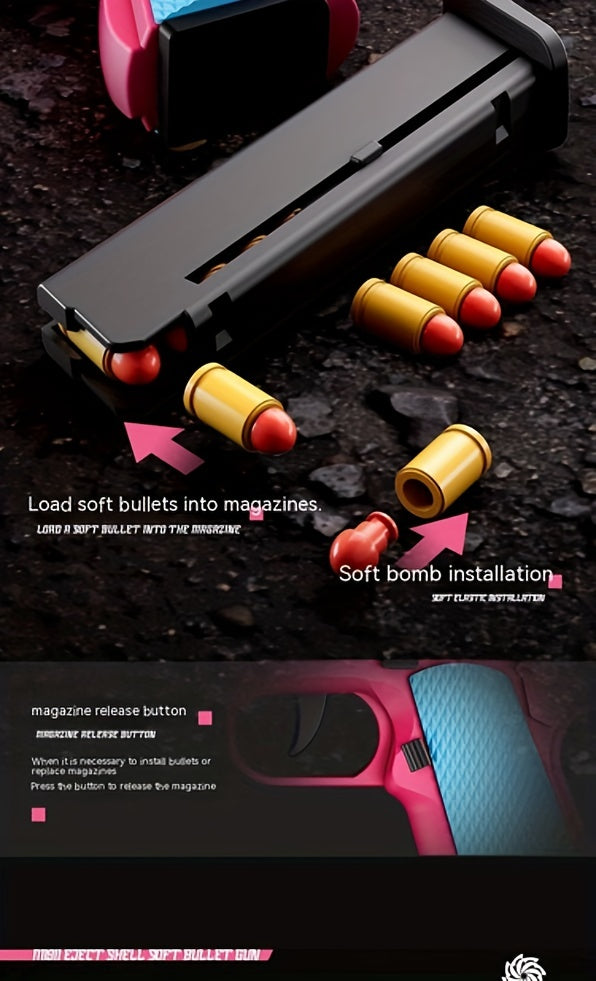 New Style Toy Gun Soft Clip Pistol [Upgradeable Continuous Shot] Short Bit Suspension Mode Clip And Pull Back Action, Toy Foam Blaster, Educational Toys Models Halloween Christmas Gift