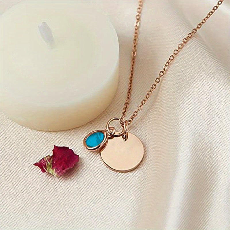 Birth Flower Engraved Necklace - Personalized Name Necklace with Birthstone and Customizable Record Time - Unique Mom Grandma Gift Idea with 12 Varieties of Birth Gemstones