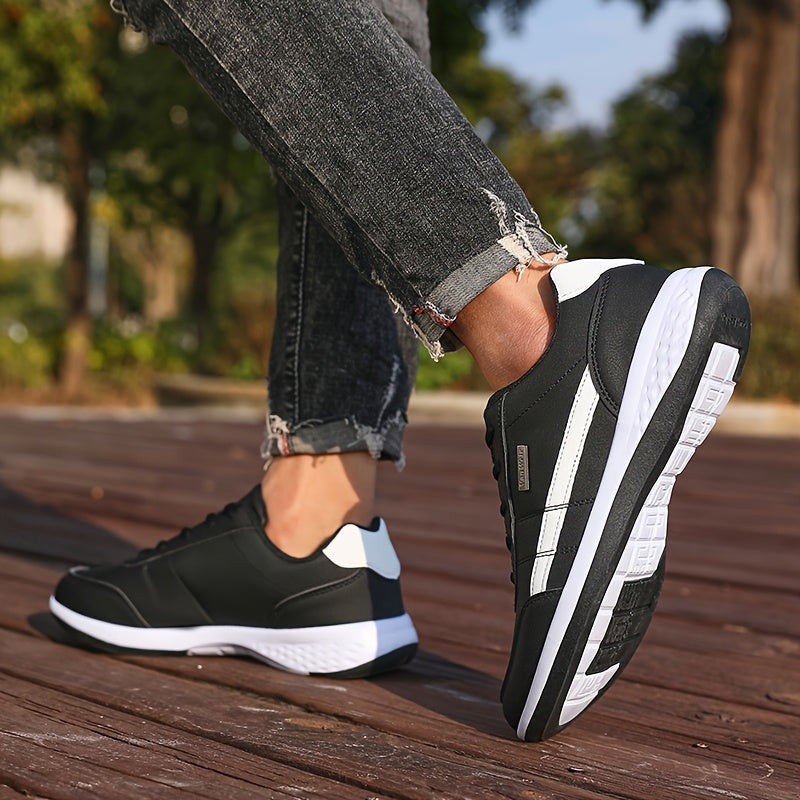 VanWeir Lightweight Men'S Shoes | Navy Blue/White, Lace-up sneakers with MD/TPR Sole, Breathable Fabric Lining for Outdoor, Hiking & Casual Wear