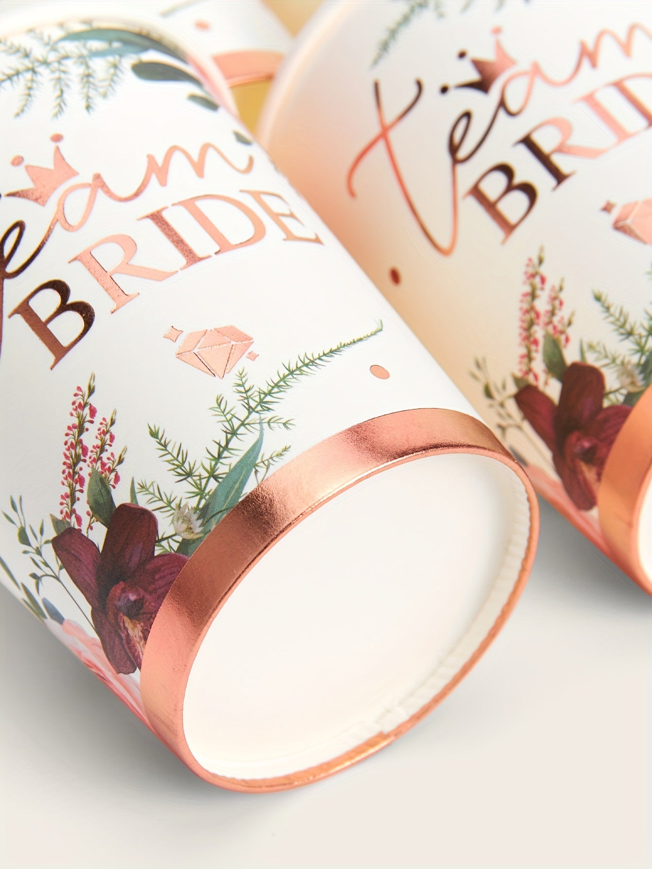 10/24pcs, 9oz Bridal Flower Paper Cups, Shower Cup Party Cup, Flower Bridal Shower Disposable Paper Cup, Rose Golden Bridal Shower Decoration Suitable for Bridal Party and Single Party