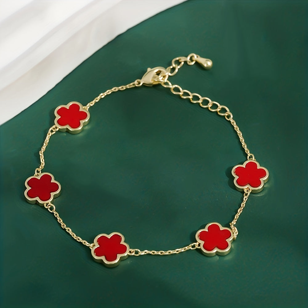 1pc Mini Flower Thin Chain Bracelet Elegant Hand Chain Jewelry For Women