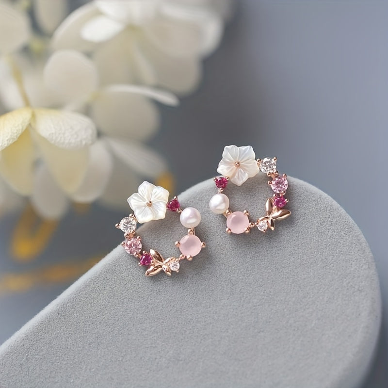 Elegant Faux Pearl & Flower Stud Earrings: Timeless, Allergy-Free, Chic for Every Occasion