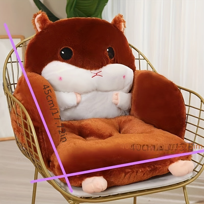 Cute Seat Cushion Hamster Shape Lazy Sofa, Cozy Warm Skin-Friendly Plush Office Chair Pads, Integrated Thickened Reading Pads, 17.7''×15.7'', (Color: Grey/Pink/Dark Brown/Light Brown)
