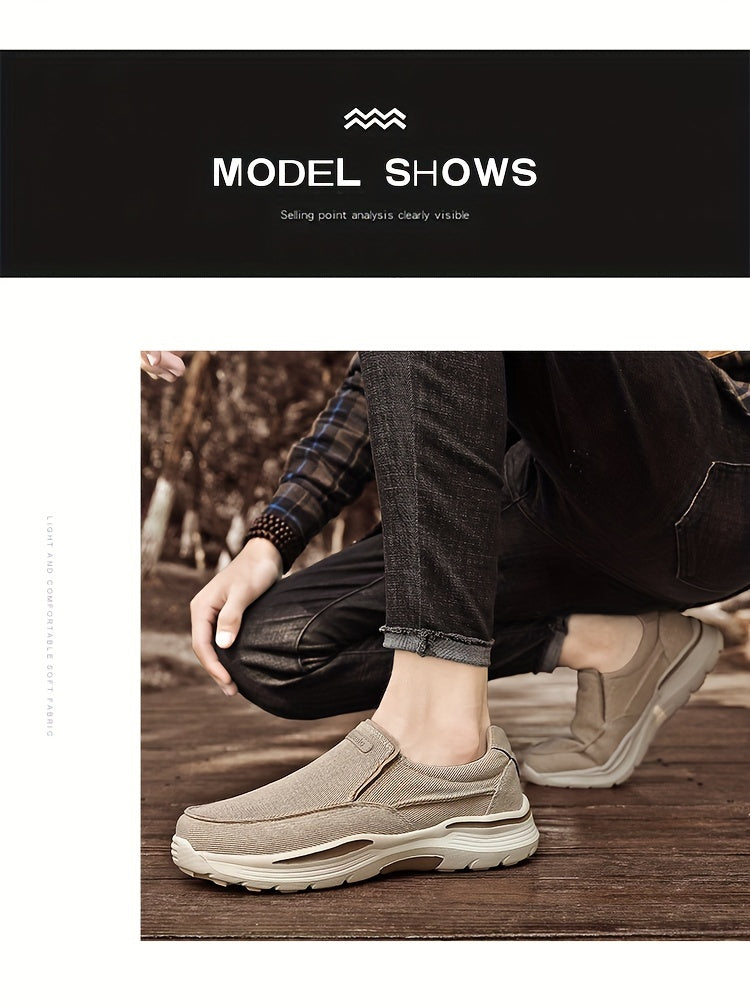 Men's Canvas Breathable Slip On Loafer Shoes Comfortable Walking Sneakers