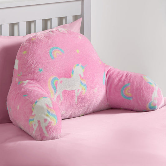 Kids Unicorn Fleece Cuddle Cushion - Pink 45 x 40 x 30cm