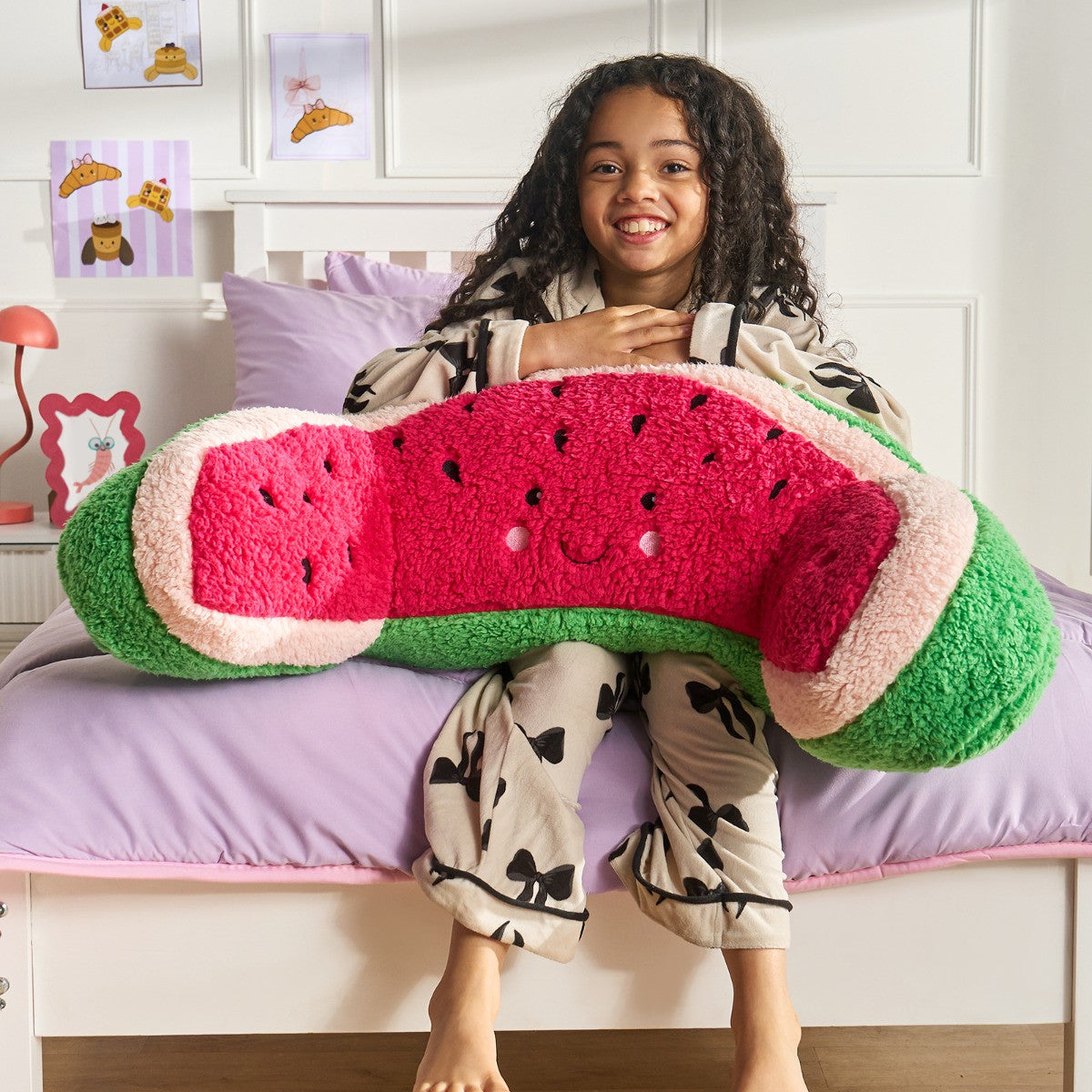 Walter The Watermelon Cuddle Cushion - Green/Pink 90 x 32cm