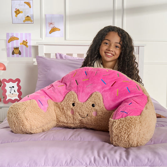 Dolly The Doughnut Cuddle Cushion - Brown/Pink 90 x 32cm