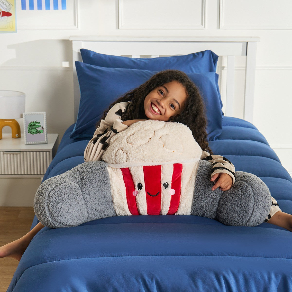 Poppy The Popcorn Cuddle Cushion - Cream/Red 80 x 32 x 35cm