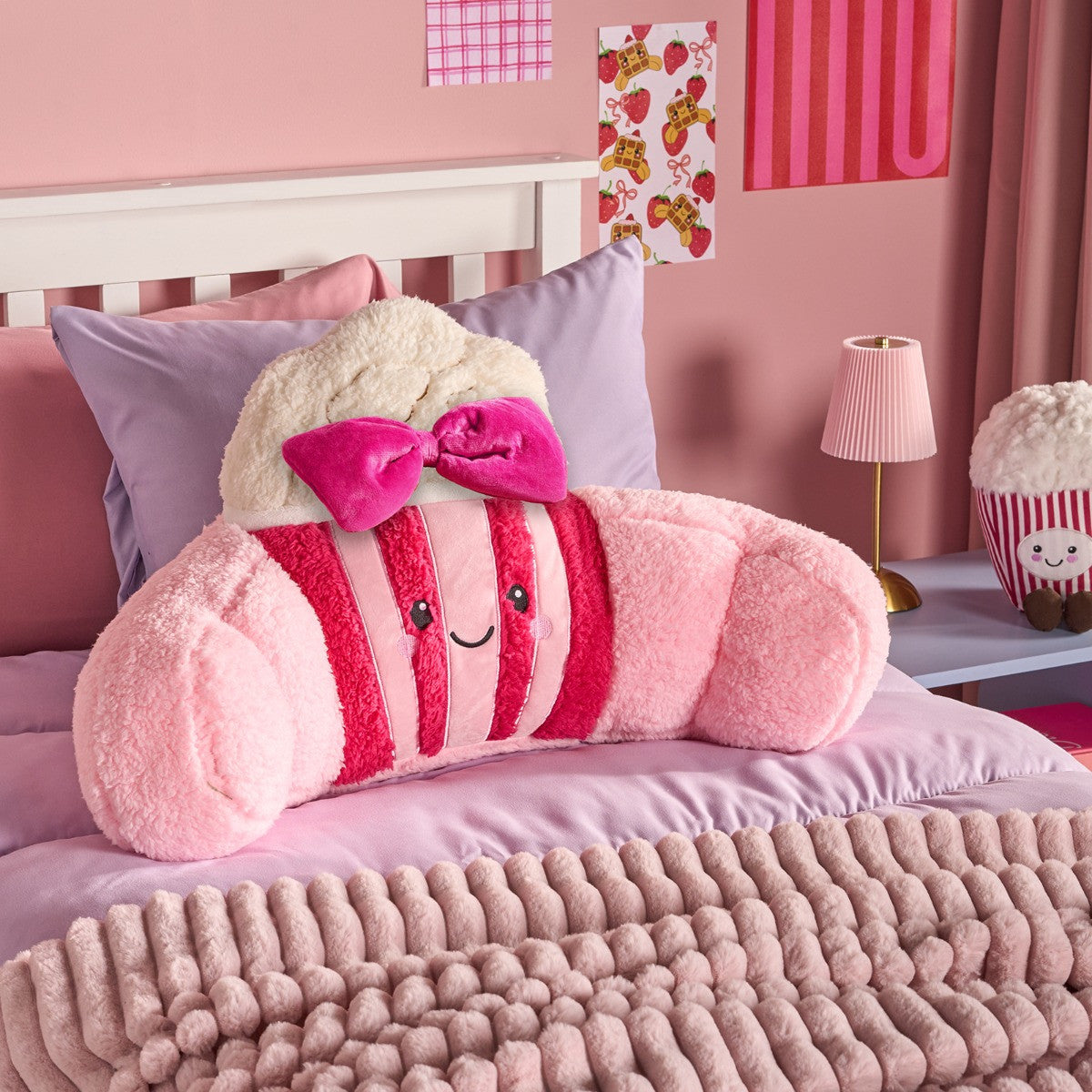 Paisley The Popcorn Cuddle Cushion - Hot Pink 80 x 32 x 35cm