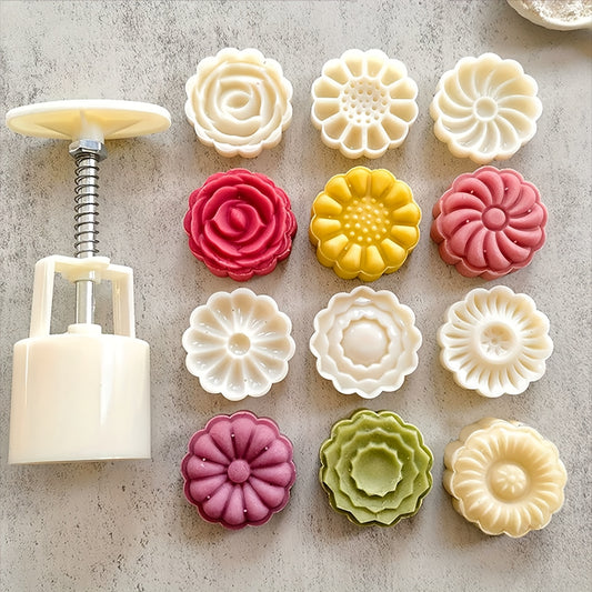 LONCHIP 6pcs Non-Stick ABS Baking Mold Set with Cake, Cookie, Flower & Rose Molds - DIY Pastry Kit for Cupcakes, Cakes, Ice, Soap Making, Easy Release & Durable for Bakers, Party Desserts, Holiday Treats