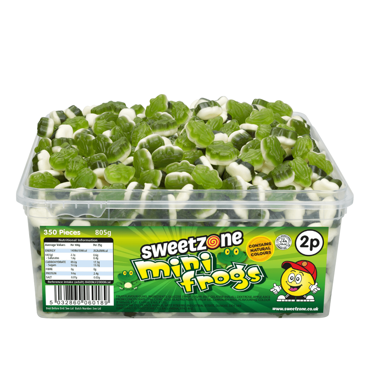 Sweetzone Mini Frogs - 805g Tub - 350 Pieces - Pic N Mix Style Sweets