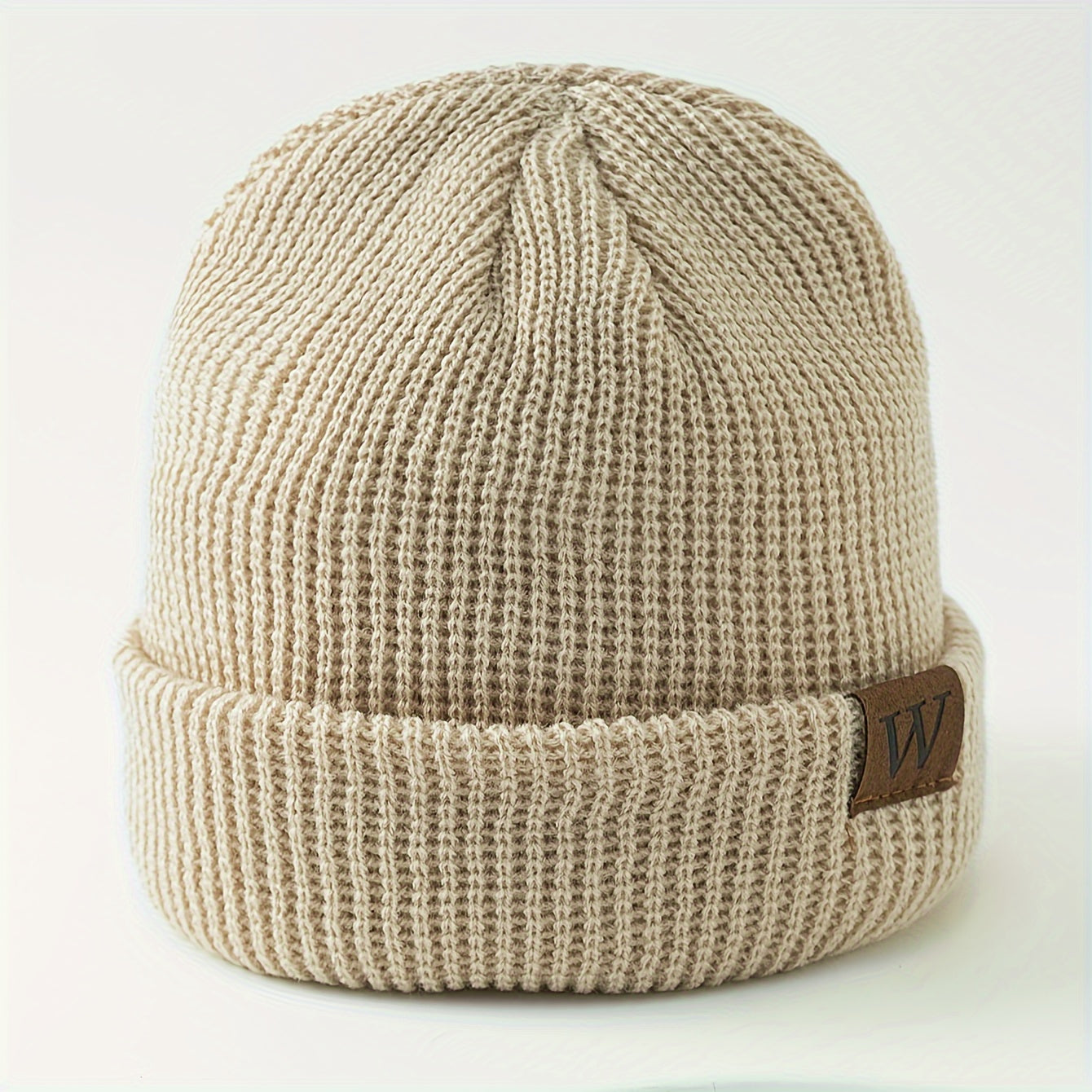 Letter W Patch Knitted Beanie Casual Fashion Knitted Hat