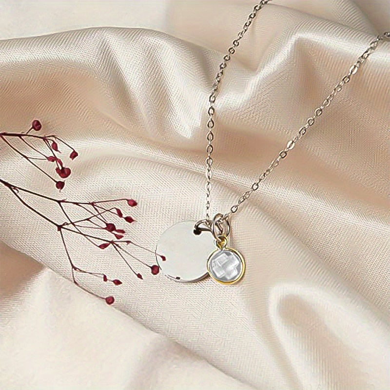 Birth Flower Engraved Necklace - Personalized Name Necklace with Birthstone and Customizable Record Time - Unique Mom Grandma Gift Idea with 12 Varieties of Birth Gemstones