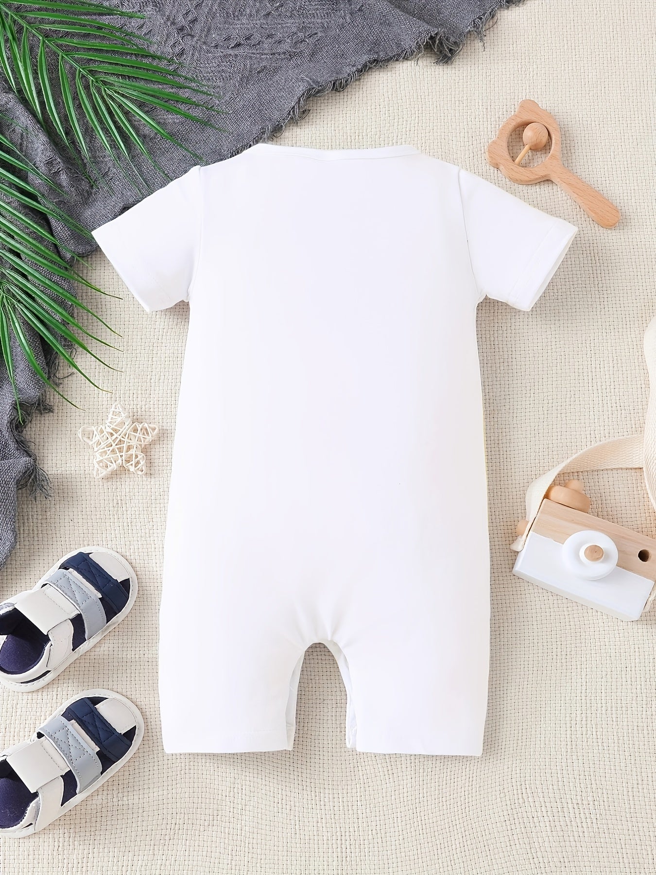 Baby Boys And Girls Casual "I Love My Mom & Dad" Printed Short Sleeve Romper, Cute Comfy Outdoor Jumpsuit Clothes