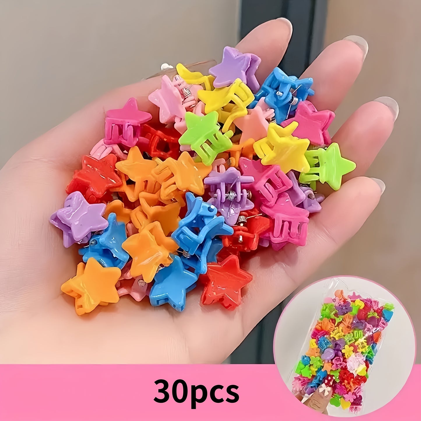 [Cute Hair Clips] 30 Colorful Small Flower Hair Clips, Cute Hair Accessories | Children's Butterfly and Star Hair Clips