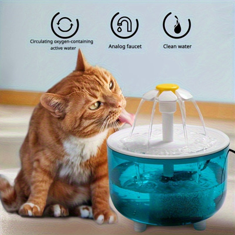 Automatic Flower-Shaped Pet Water Fountain - Large Capacity - Cat & Dog Drinking Fountain with Gravity-Fed System, Low Voltage Safe Operation (Under 36V) for Cats & /Medium Dogs - Plug & Play Water Dispenser, Dog Water Founta