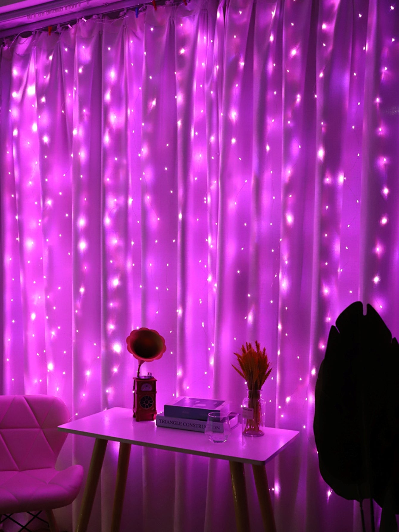 1pc, 200 LED Curtain Lights 199.95cm, Hanging Window Lights, Fairy Lights, Bedroom Decor, Indoor Decor, Christmas Holiday Party Supplies, Party Decor, Festival Decor Not Include Batteries, Halloween